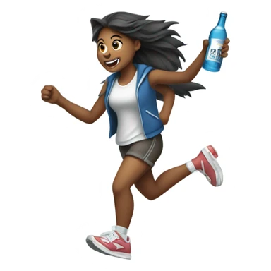 Girlie wolf animal with sneakers on running holding alcohol  sticker