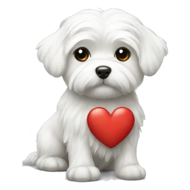 Maltese and heart sticker