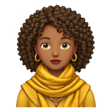 woman with dark skin, curly hair wearing yellow Pathfinder scarf on neck sticker