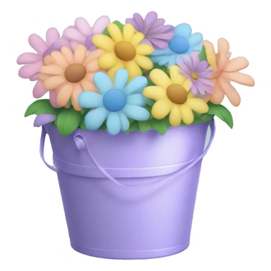 Bucket of pastel coloured flowers  sticker