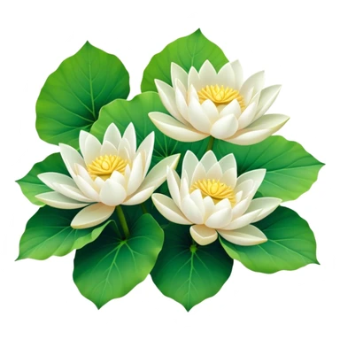 bouquet white Nymphaea lotus,stem, Nymphaea Lotus leaf sticker