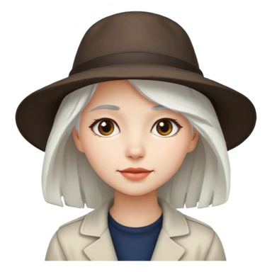 very white haired hatted girl sticker