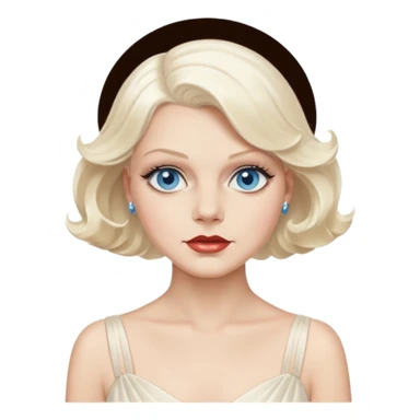 Jean Harlow with blue eyes, platinum blonde hair, ivory outfit sticker