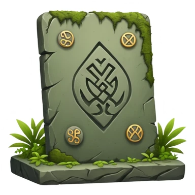 Stone Tablet – Carved gray slab with ancient runes in jungle sticker