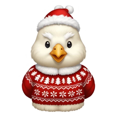 White Chicken with a Christmas jumper sticker