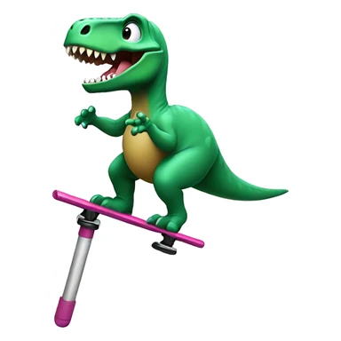 Dinosaur jumping on a pogo stick sticker
