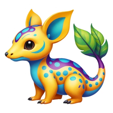 colorful vibrant Fakémon-creature with random markings sticker