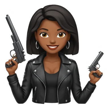 A sexy black female gangster with a gun sticker