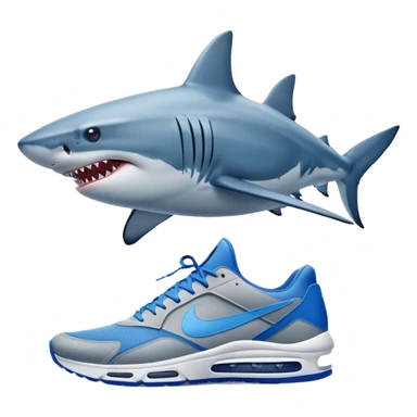 A realistic shark in blue Nike shoes  sticker