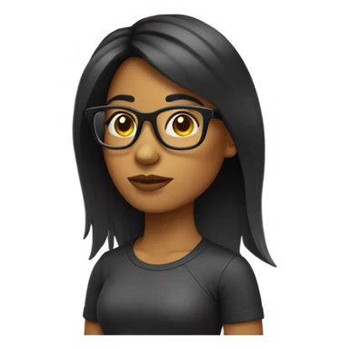 Chica cabello negro con lentes sticker