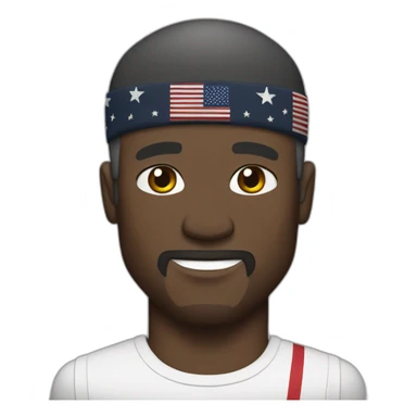 Terry crews with long straight black hair and flag headband sticker
