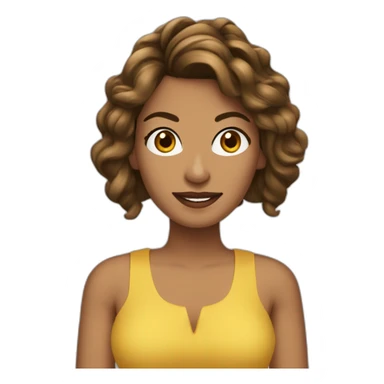 Mujer cabello castaño piel clara con computadora sticker