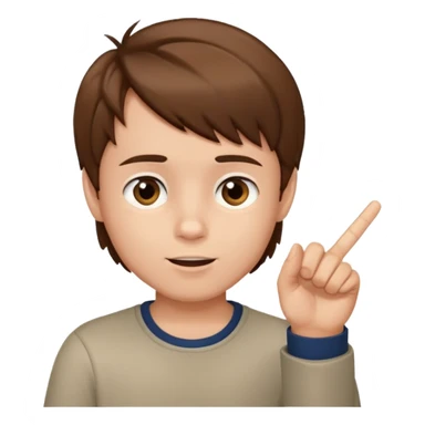 boy raising his finger talking sticker