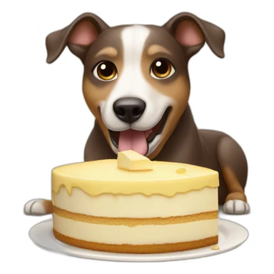 dog eating cheesecake sticker