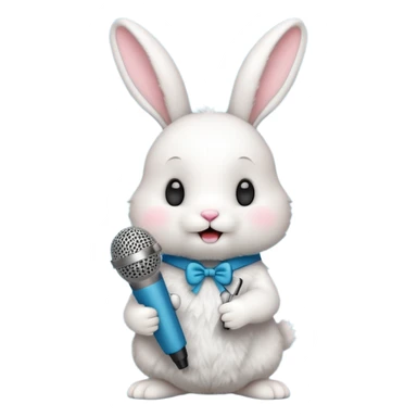 white bunnie singing to mic sticker