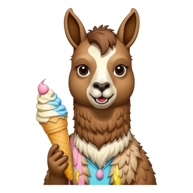 Llama with ice cream sticker