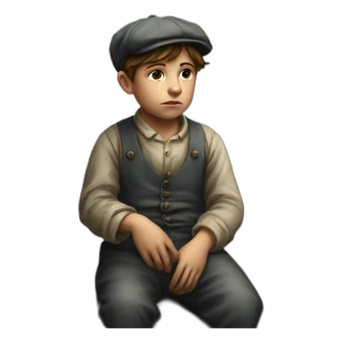 Victorian-Era-poor-factory-worker-kid-flat-cap-sad sticker
