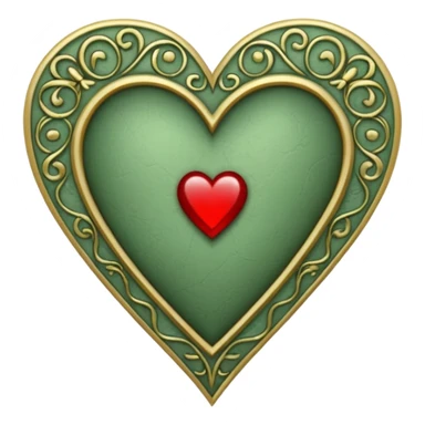 Can you make a sage green heart with a gothic design. In the middle of the heart there should be the letter I sticker