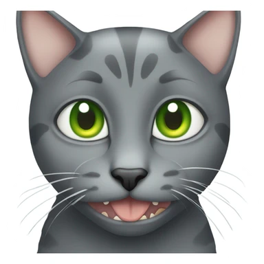 gray Cat green eyes eating fish sticker