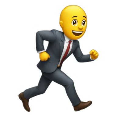 Client running away from salesman sticker