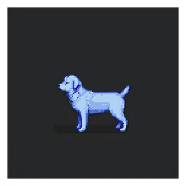 emoji of a dog resembling the photo, pixel art style, minimalist sticker