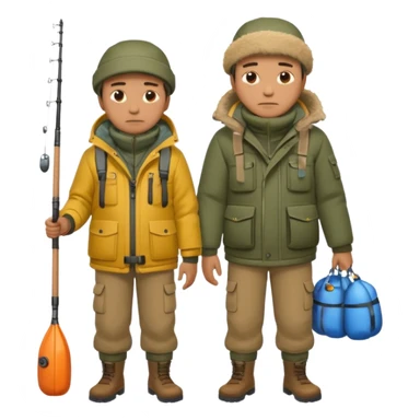 Father and son in fishing gear are cold full body sticker