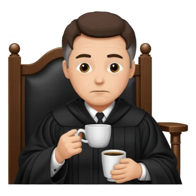 Sleepy judge sipping coffee in court sticker