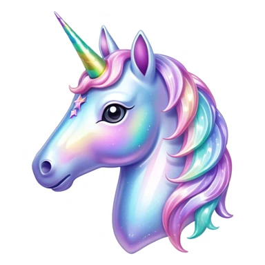 Sparkly glossy Pastel iridescent glass unicorn sticker