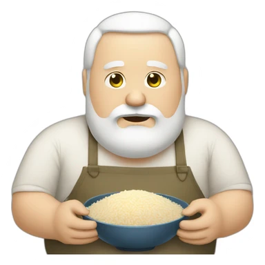 fat white bearded man eating rice sticker