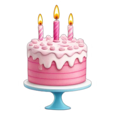 Pink and white birthday cake with a happy birthday card sticker