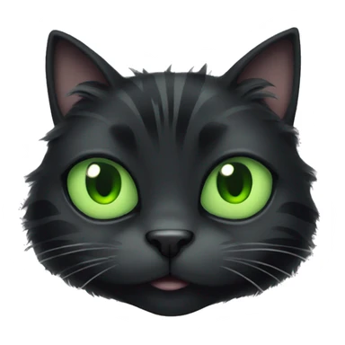fluffy black cat with green eyes and grey stripes sticker