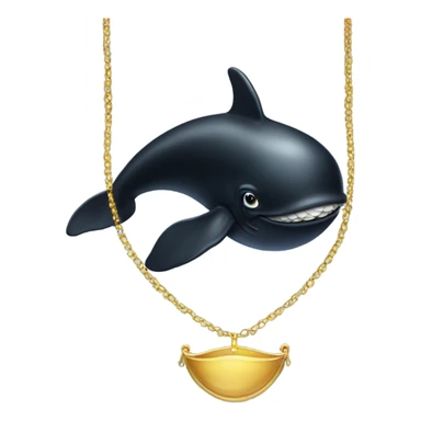 Black whale wearing gold necklace sticker
