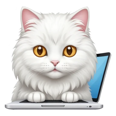 White cat with PC sticker