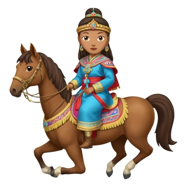 mongolian woman on horse full body sticker