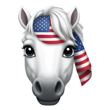 White horse with USA flag sticker