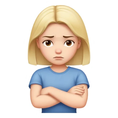 Angry girl with crossed arms, frowning face sticker