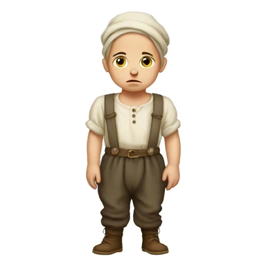 Sad European peasant baby in pants sticker