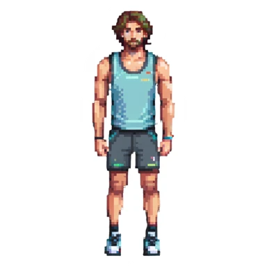 tall athlete standing in vest and shorts sticker