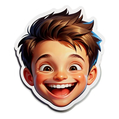 realistic smiley boy portrait sticker