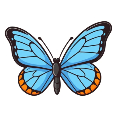 Vibrant blue butterfly sticker with delicate wing details sticker