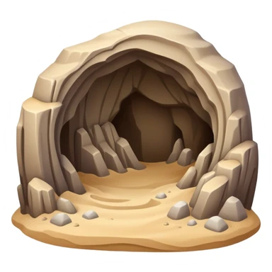 generate realistic detailed cave in 3d style with sand  sticker