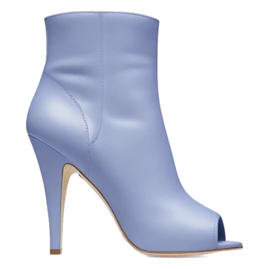 Realistic isolated front facing view of a pair of kate spade pastel blueberry high heel zip up peep toe ankle boots.  sticker