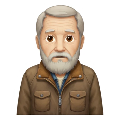 long ,bearded elderly with old jacket sticker