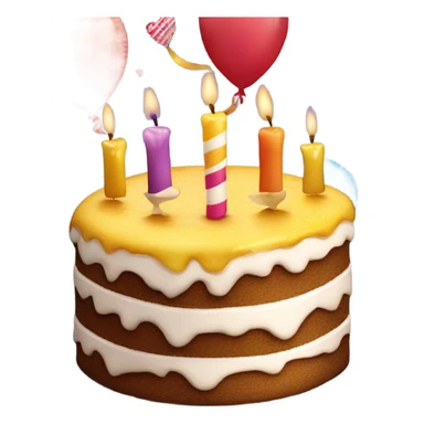 Happy birthday balloons love and cake sticker