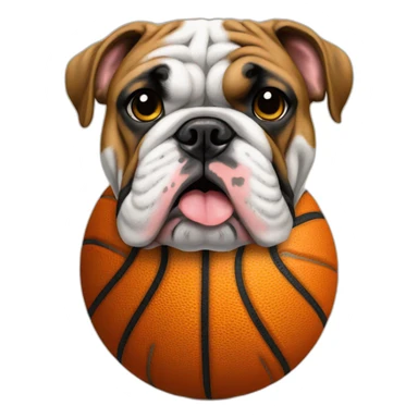 English bulldog on a basketball ball sticker