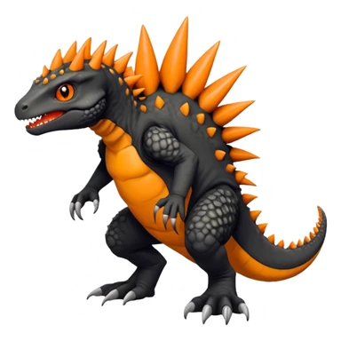 Black Agumon-Tyrunt-Fakémon-creature-hybrid with orange belly (full body) sticker