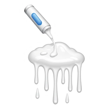 individual white glue white drops falling and dripping down out of a tube, all white sticker