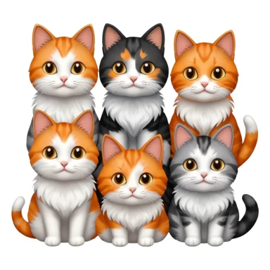 6 cats with different coloured coats sticker