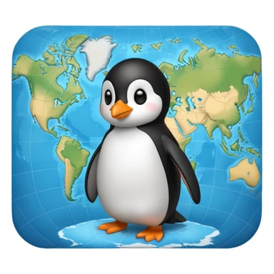 Pinguin auf Weltkarte sticker