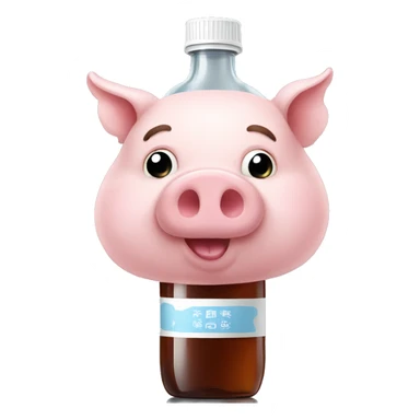 pig sitting ON a bottle, not in the bottle sticker
